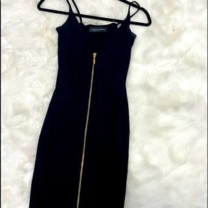 Black MIDI Sexy Zipper Dress